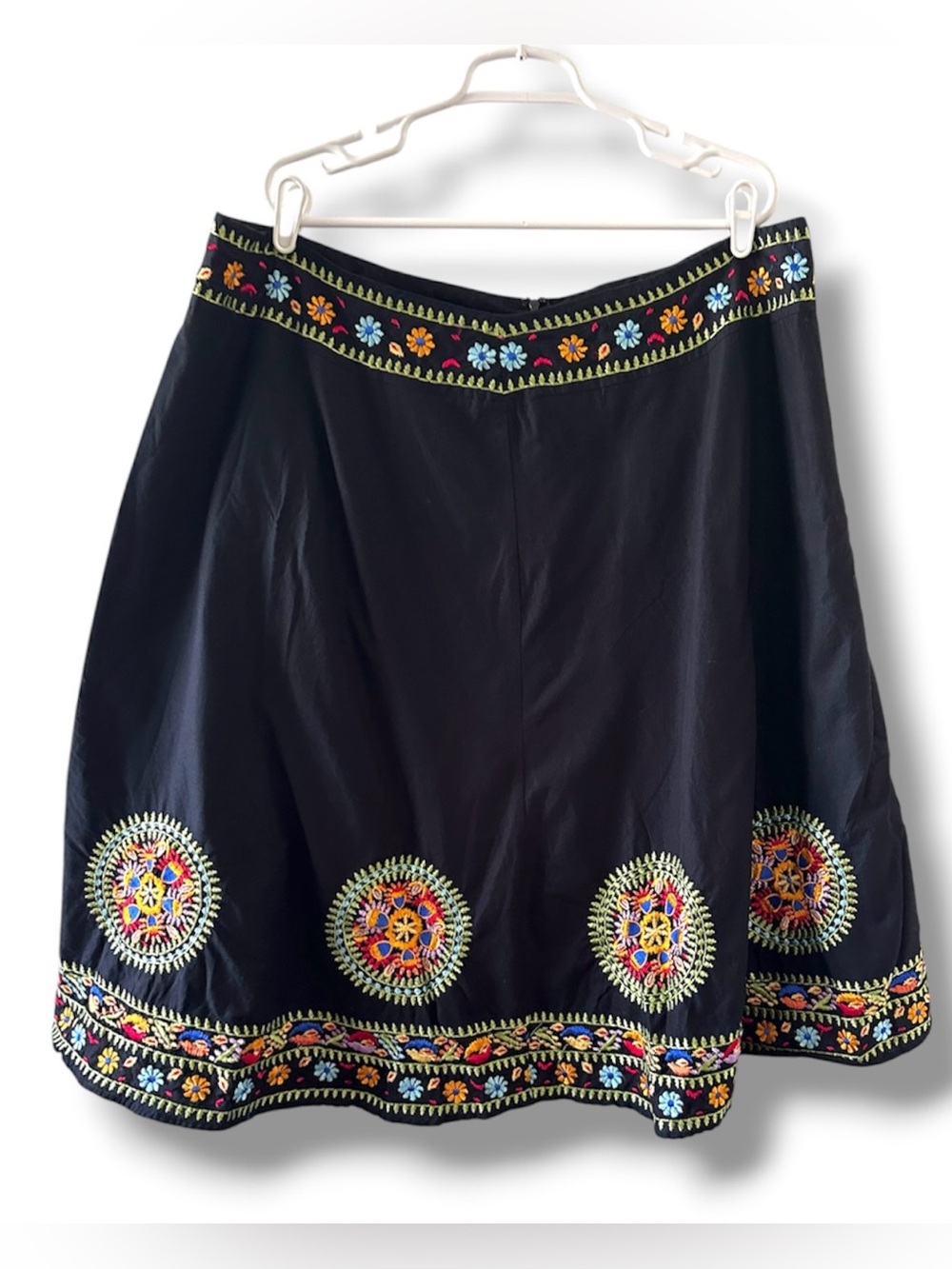 Vintage NY Collection Black Boho Embroidered Full Skirt Women’s Plus Size 2X